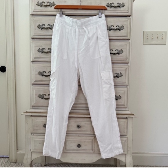 Vici Pants - Vici White Linen Pocketed Pants